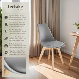 Tectake Esszimmerstuhl Frederikke Textil grau 6er Set