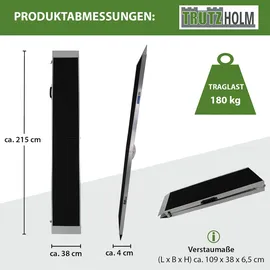 Baumarktplus TRUTZHOLM Hunderampe klappbar 215 cm Traglast 180 kg Alu grau schwarz
