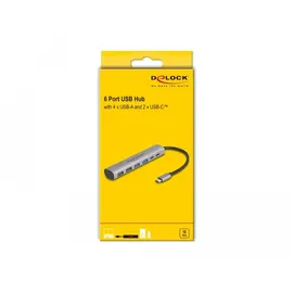DeLock 6 USB-Ports mit 4 x USB Hub USB-C® auf 2x A, 2x C, 2x 2.0 A, 15 cm