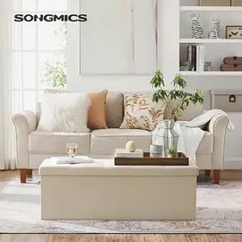 Songmics Sitzbank Truhenbank Beige 110 x 38 x 38 cm