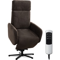 Cavadore TV-Sessel Cobra mit 2 Motoren + Aufstehhilfe / Fernsehsessel mit Liegefunktion, Relaxfunktion + Fernbedienung / Sternfuß, belastbar bis 130 kg / 71 x 110 x 82 / Lederoptik, Dunkelbraun