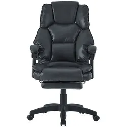 Bürostuhl mit Fußstütze und flexiblen 3-Punkt-Armlehnen - Schreibtischstuhl im Lederoptik-Design - ergonomischer Bürostuhl mit einer verstellbaren Rückenlehne für gesündere Sitzhaltung