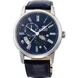 Orient Sonne und Mond Automatik Blaues Zifferblatt Lederband Herrenuhr...
