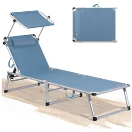 HOMECALL Sonnenliege 1-tlg 5 fach Verstellbare Rückenlehne 120 x 60 x 30 cm Blau