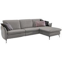 Livetastic Ecksofa, Grau, Weiß, Textil, 4-Sitzer, Ottomane rechts, L-Form, 233x179 cm, Hocker erhältlich, motorische Relaxfunktion, Armteil links, rechts, Wohnzimmer, Sofas & Couches, Wohnlandschaften, Ecksofas