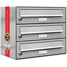 AL Briefkastensysteme 3er Premium Edelstahl Briefkastenanlage Silber