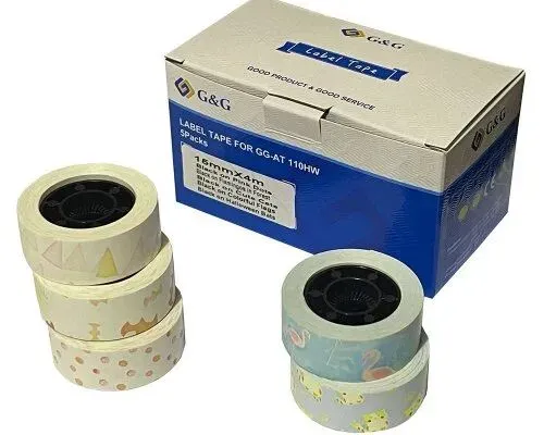 GG Etikettenrolle 5er Set mit verschiedenen Muster 15x15mm