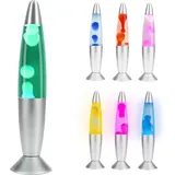 CELLUSTOP Lavalampe LED Mehrfarbig - Magma-Lampe in Form einer Rakete, robustes Glas, Aluminium - Lavalampe mit Flüssigbewegung, weißes Wachs, LED-Beleuchtung 7 alternative Farben, Grün