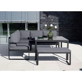 Kettler Ocean Casual Dining Dininglounge Tisch 112,5x112,5cm Aluminium/Polyester Dunkelgrau|Hellgrau