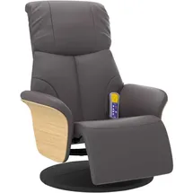 vidaXL Massagesessel mit Fußteil Kunstleder 87 x 104,5 x 87 cm Grau drehbar