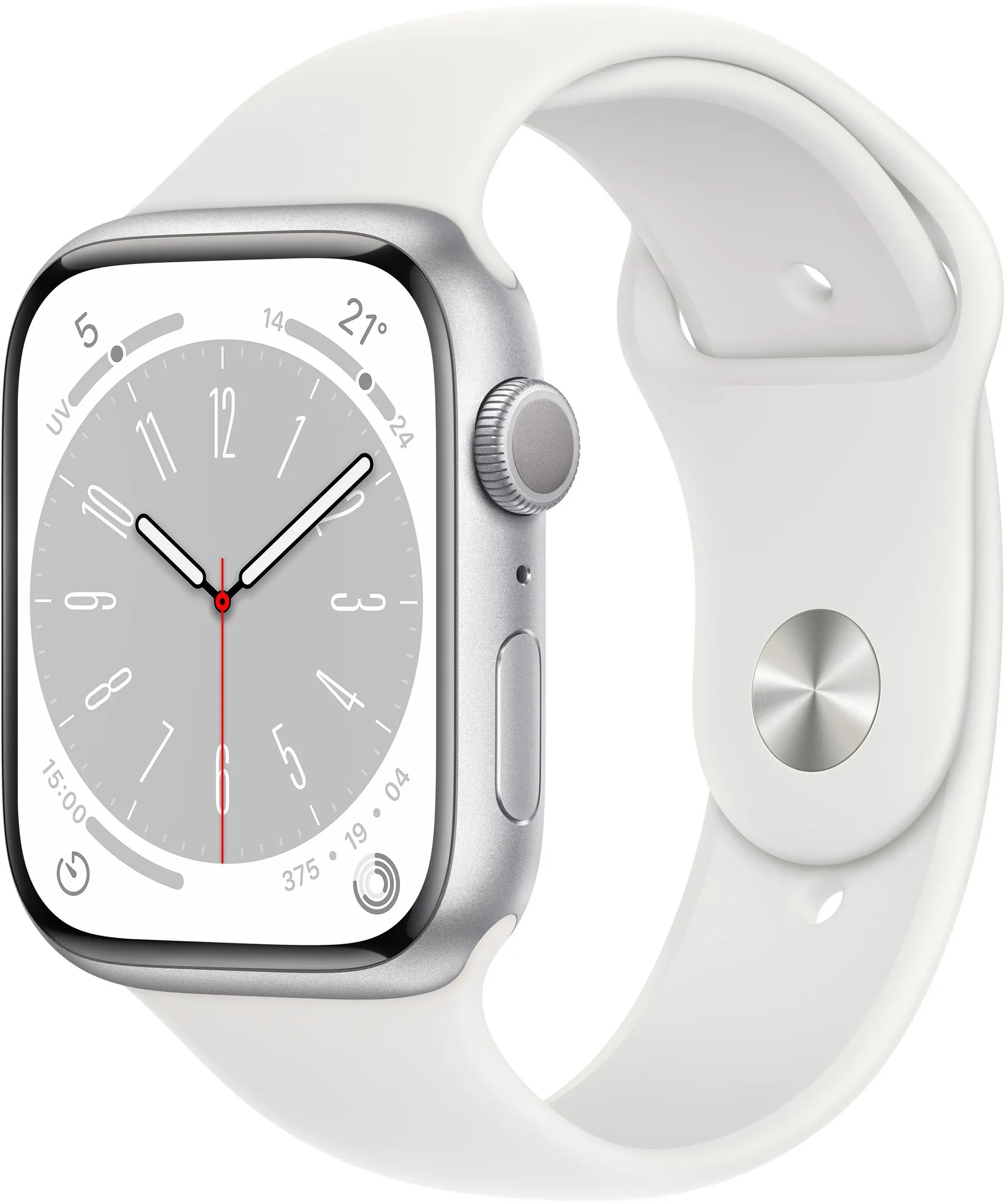 Watch Series 8 GPS 45 mm Aluminiumgehäuse silber Sportarmband weiß Test & Preisvergleich
