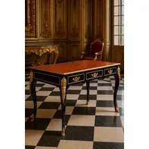 Casa Padrino Luxus Barock Schreibtisch Schwarz / Gold / Bordeaux 143 cm - Barock Sekretär