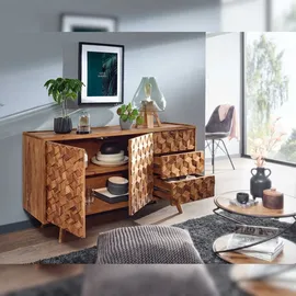 Wohnling Sideboard 138x76x45 cm Sheesham Massivholz Anrichte