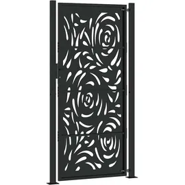 vidaXL Gartentor Schwarz 105x205 cm Stahl Flammen-Design