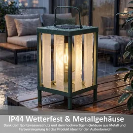 NORTHPOINT Laterne Metall 15x32x15 cm Solar LED Dämmerungssensor grün