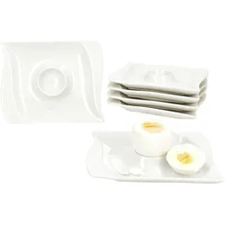 6x Ivory Eierbecher mit Ablage Porzellan 6 Personen Brunch Buffet elfenbeinweiß