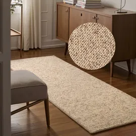Bt Carpet Wolly Läufer – Wohnzimmerteppich Flachgewebe Kurzflor Woll-Optik Wolle Skandi-Look Esszimmer, Wohnzimmer, Kinderzimmer, Schlafzimmer – Beige Braun, 80x300cm