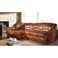 Klassische Ecksofa 100% Leder Wohnlandschaft Polster Sofa Couch Sitz Garnitur - Braun