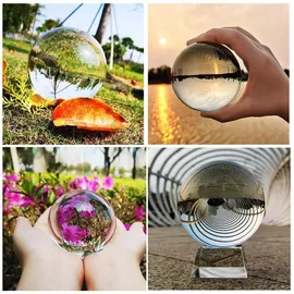 Intirilife Glaskugel mit Ständer in KRISTALL KLAR 50 mm – Kristallkugel mit Glasständer perfekt geeignet für Fotografie, Meditation, Dekoration u