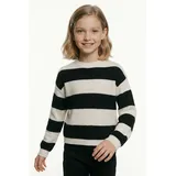 KIDS ONLY Kogfranca Short L/S Stripe KNT Noos Pullover Cloud Dancer/Stripes:Wide Stripe Schwarz 134/140