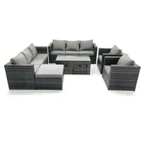Polyrattan Gartenmöbel Set Mit Couchtisch Sessel 3 Hockern Dunkelgrau Gemischt - Fimous