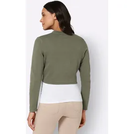 Inspirationen Bolero INSPIRATIONEN, Damen, Gr. 36, grün (khaki), 100% Baumwolle, unifarben, Strickjacken Bolero