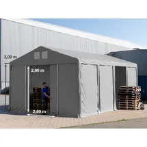 TOOLPORT 6x8 m Lagerzelt, PVC-Plane, grau, mit Bodenrahmen, ohne Statik - (79815)