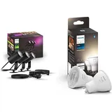 Philips Hue White & Color Ambiance Lily Gartenstrahler 3-er Pack (1.770 lm) & White GU10 LED Spots 2-er Pack (400 lm), dimmbare LED Lampen