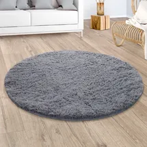 Paco Home Silky 591 Fellteppich Ø 80 cm Grau