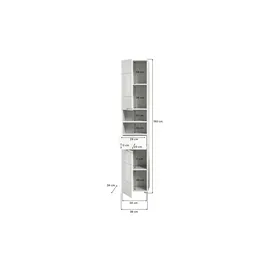 xonox.home Solero Hochschrank 38 x 193 cm Weiß Hochglanz MDF/Spanplatte