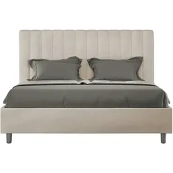 Agueda-Bett mit gepolstertem Untergestell 160x190 aus sandfarbener Mikrofaser