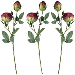 Layba Künstliche Rosen 3er Set Dunkelrot 55cm – Ausdrucksstarke Dekoration für exklusive Events & Interieurs