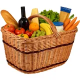 WIKLER Einkaufskorb Weide lackiert – großer handgeflochtener Marktkorb mit Henkel quer – stabiler Weidenkorb natur – nachhaltig & pflegeleicht – 50x34x33 cm