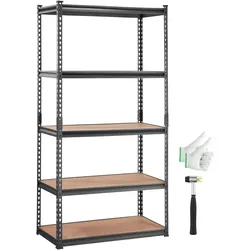 VEVOR Lagerregal 907,2kg Gesamtladekapazität 181,4kg pro Regal Kellerregal SPCC-Kohlenstoffstahl + MDF-Platten Steckregal 90x45x182,88cm Werkstattregal Schwerlastregal Kellerregal Regal Verstellbar