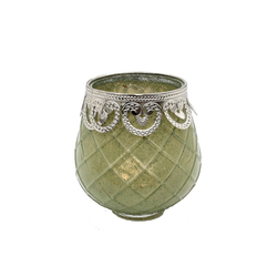 Dekohelden24 Kerzenständer Orientalische Designer Kerzenhalter, Größe und grün 13 cm