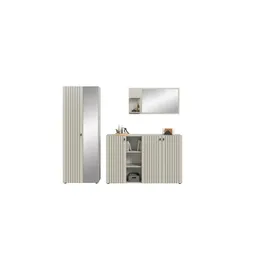 Möbel Boss Garderobenkombination 3-teilig  Station 235 x 37 x 192 cm creme