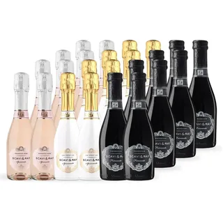 SCAVI & RAY Piccolo Mix Set – 24 x 0,2l Glasflaschen – Ice Prestige Spumante, DOC Frizzante & DOC Rosé Spumante – Perl- & Schaumwein aus Italien – Prickelnder Genuss für jede Gelegenheit