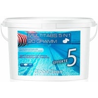 GlobaClean 3 kg Chlor Multitabs 5 in 1 20g | Chlortabletten für Pool | Hochwirksame Poolchemie Poolpflege