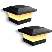 ILIKEPOW 2 Stück Solar Pfostenleuchte 10x10, 3000K Warmweiß Pfostenkappen Solar, IP65 Wasserdichte Pfostenkappe Solar Pfostenlichter für Holzpfosten, Zaun, Garten