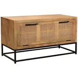 Schuhschrank 'Havanna', 1 Klappe Massivholz, Metall, Rattan Mango