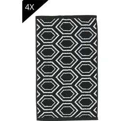 Handtuch Set DONE. "Ethno 4x Gästetücher (30x50 cm)", schwarz (schwarz, weiß), 4 St., 4 Gästetücher (30x50cm), Jacquard-Walkfrottier, Jacquard-Walkfrottier, Obermaterial: 100% Baumwolle, Handtücher (Packung), Gästehandtücher, Jacquardgewebe, modernes Muster
