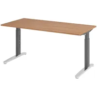 Bümö Schreibtisch Nussbaum, Graphit, Nachbildung,Nussbaum, Rechteckig, 160x74x80 cm, FSC