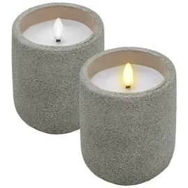 Spetebo LED Kerze im Keramik Becher mit Beton Optik 10 x 9 cm 2 St.