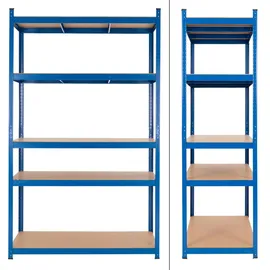 ECD Germany Lagerregal Metall/MDF 200x100x50 cm Blau 2er Set