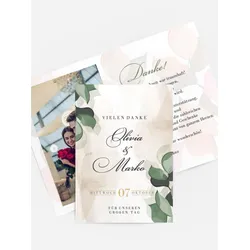 Dankeskarten Hochzeit selbst gestalten mit Spruch und Fotos im Onlinedesigner bei Meine-Kartenmanufaktur.de