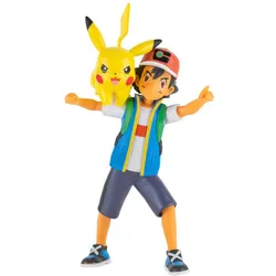 Jazwares - Pokémon Battle Feature Figuren Ash & Pikachu 11 cm
