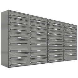 AL Briefkastensysteme Wandbriefkasten 31er Premium Briefkasten Aluminiumgrau RAL Farbe 9007 für Außen Wand grau