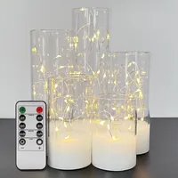 Eywamage Slim Glass LED Kerzen mit Fernbedienung 5er Set Φ 2" H 3" 4" 5" 6" 7"