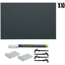Securit® Tafelanhänger A5 inkl. Kreidemarker, 4 Spießhalter & 2 transparente Halterungen – 10er-Set