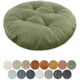 Lsjoaw Sitzkissen Rund 40cm Dicke 6cm 1 Stück Bodenkissen Rund Sitzpolster Stuhlauflage Sitzpolster Stuhlkissen Polster Auflage für Wohnzimmer Büro Konferenzraum Cordstoff (GrüN)